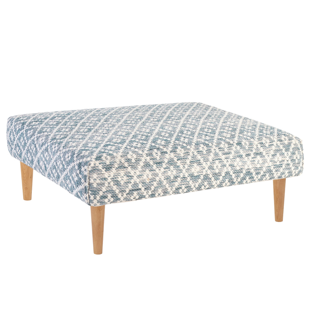 Melange Diamond Blue Custom Rug Ottoman | Blue