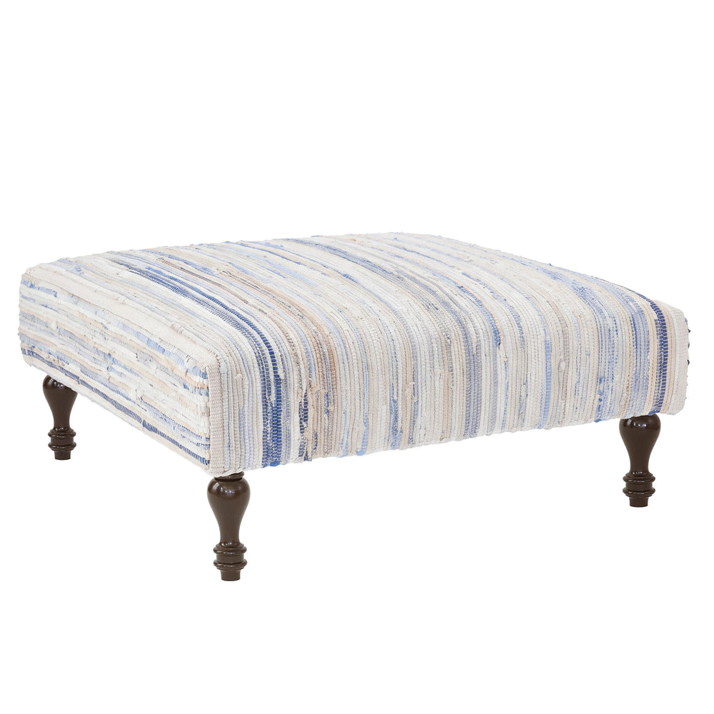 Denim Rag Rug Ottoman | Blue