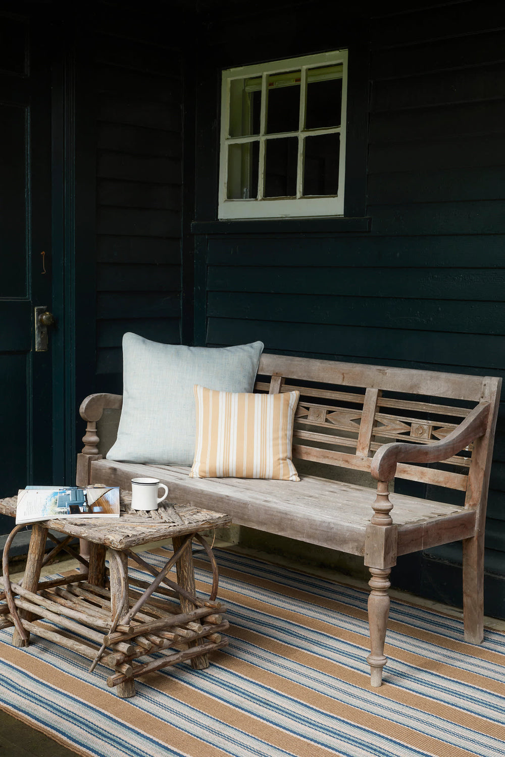 Heron Stripe Handwoven Indoor/Outdoor Rug | Blue