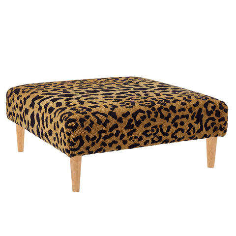 Leopard Rug Ottoman | Brown