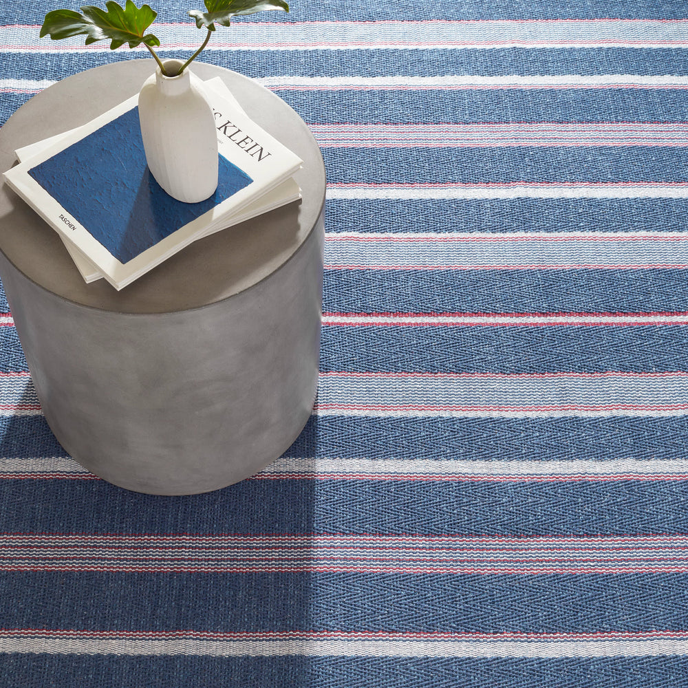 Camden Stripe Handwoven Cotton Rug | Denim
