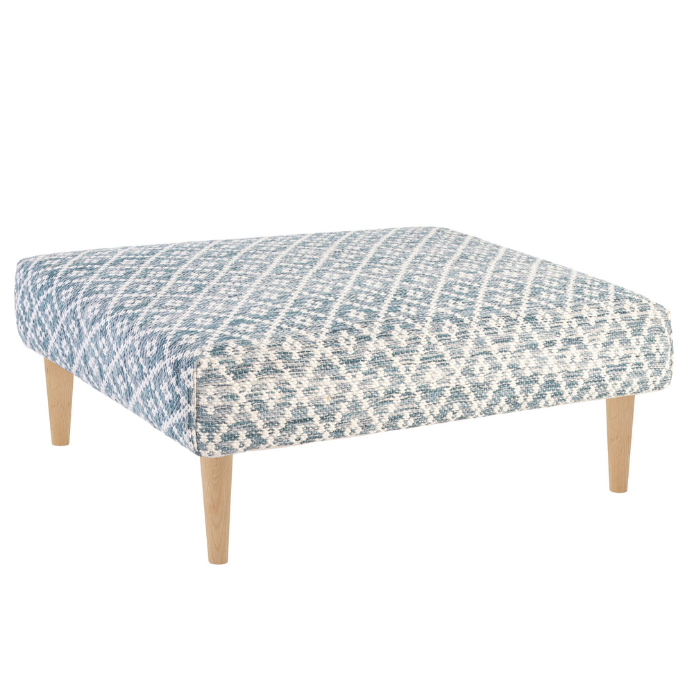 Melange Diamond Blue Custom Rug Ottoman | Blue