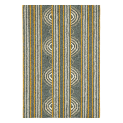 Button Hand Micro Hooked Wool Rug | Grey