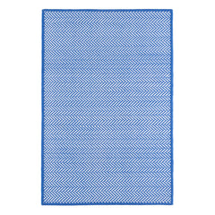 Herringbone Handwoven Indoor/Outdoor Custom Rug | French Blue/White