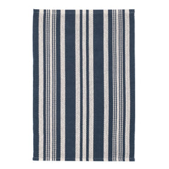 Irving Stripe Handwoven Cotton Rug | Navy