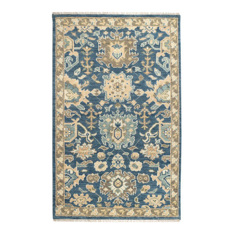 Camille Hand Knotted Wool Rug | Navy