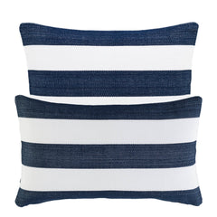 Catamaran Stripe Indoor/Outdoor Decorative Pillow | Navy/White