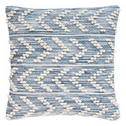 Hobnail Herringbone Indoor/Outdoor Decorative Pillow Cover | Blue
