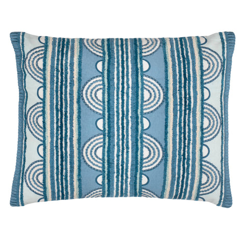 Button Embroidered Decorative Pillow Cover | French Blue