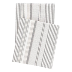 Gradation Ticking Woven Cotton Throw | Grey