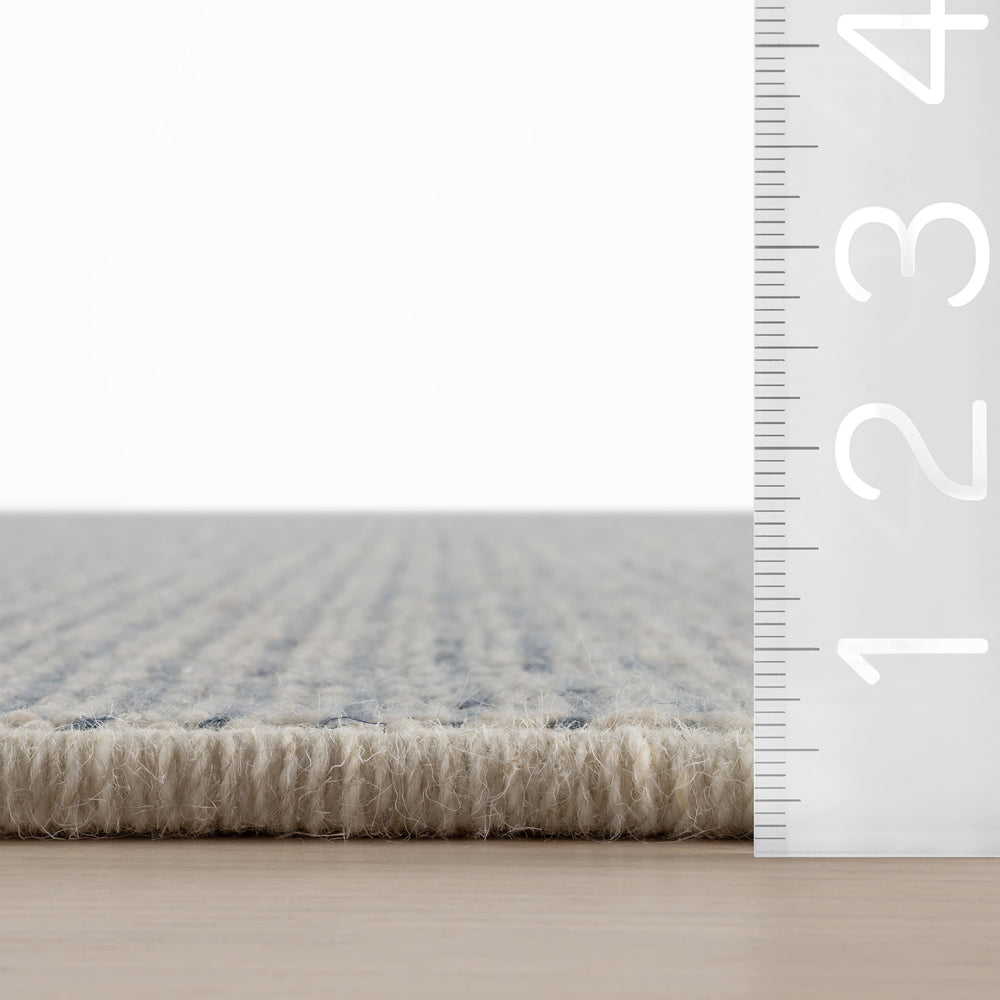 Yadira Geometric Woven Wool Custom Rug | Blue