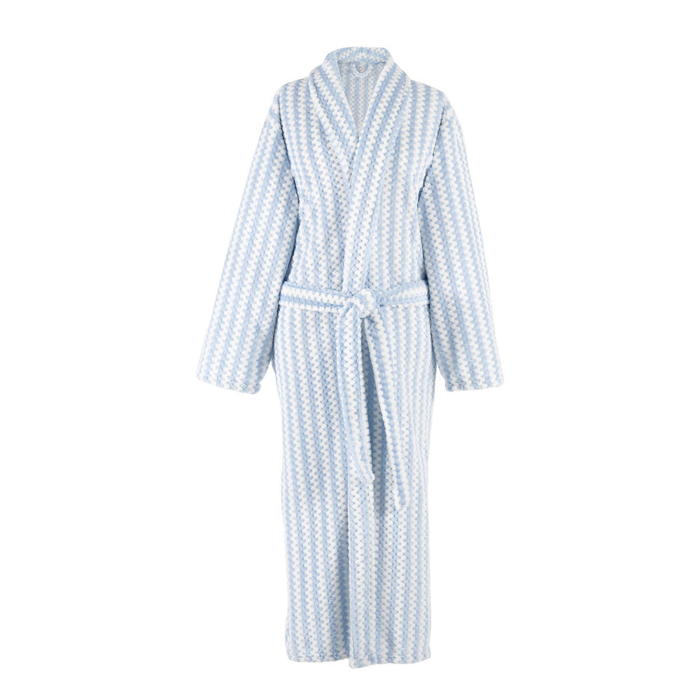Bubble Stripe Fleece Robe | Soft Blue