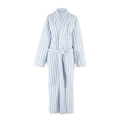 Bubble Stripe Fleece Robe | Soft Blue