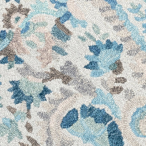 Ines Hand Micro Hooked Wool Rug Swatch | Blue