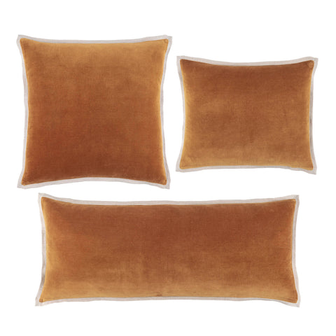 Gehry Velvet/Linen Caramel Decorative Pillow Cover