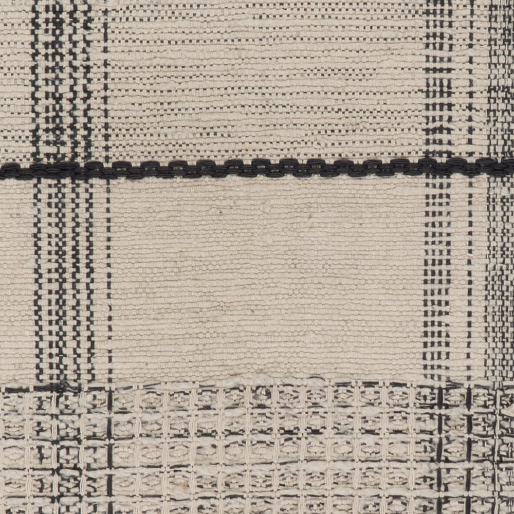 Zole Plaid Handmade Cotton Rug Swatch | Ivory