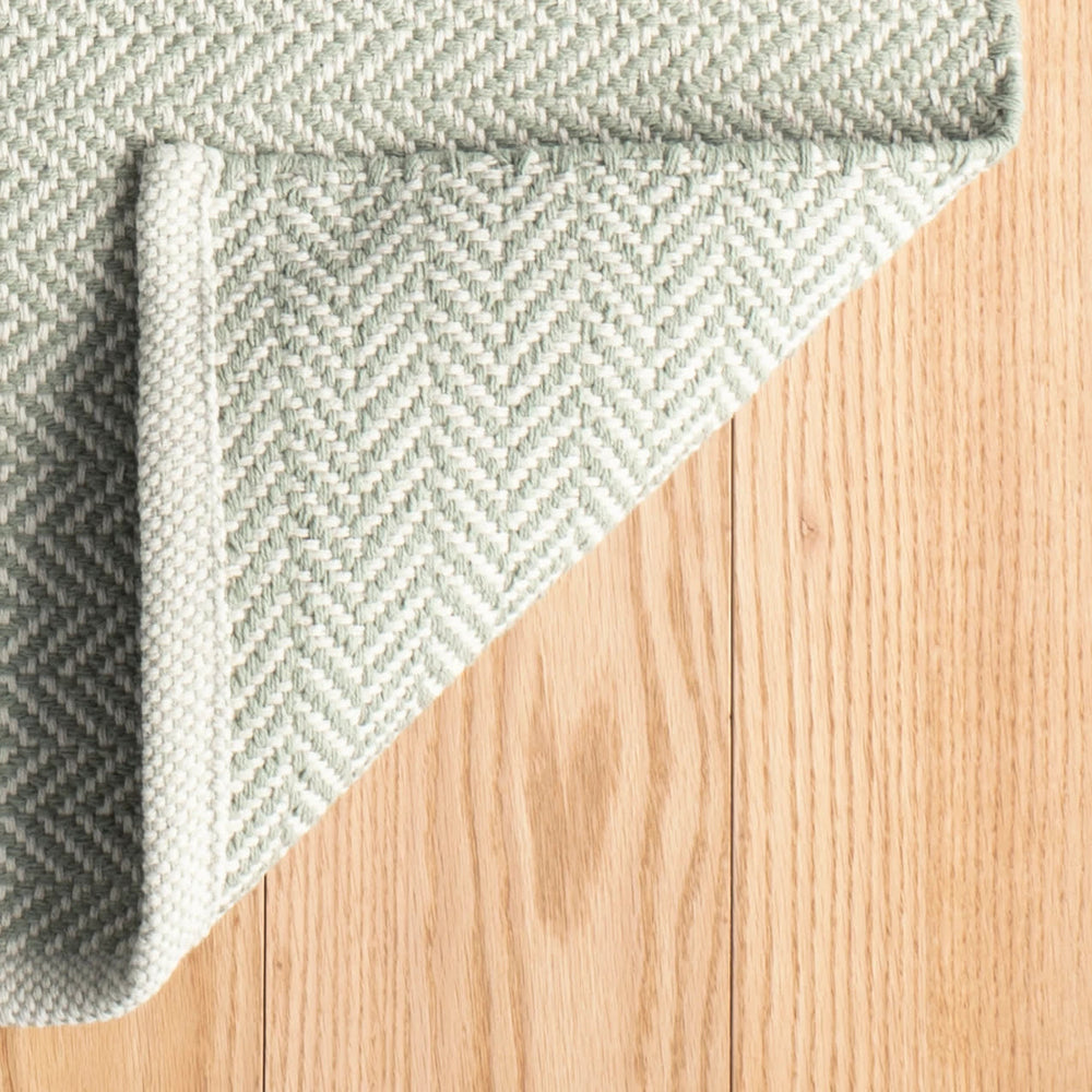 Herringbone Handwoven Cotton Rug | Ocean