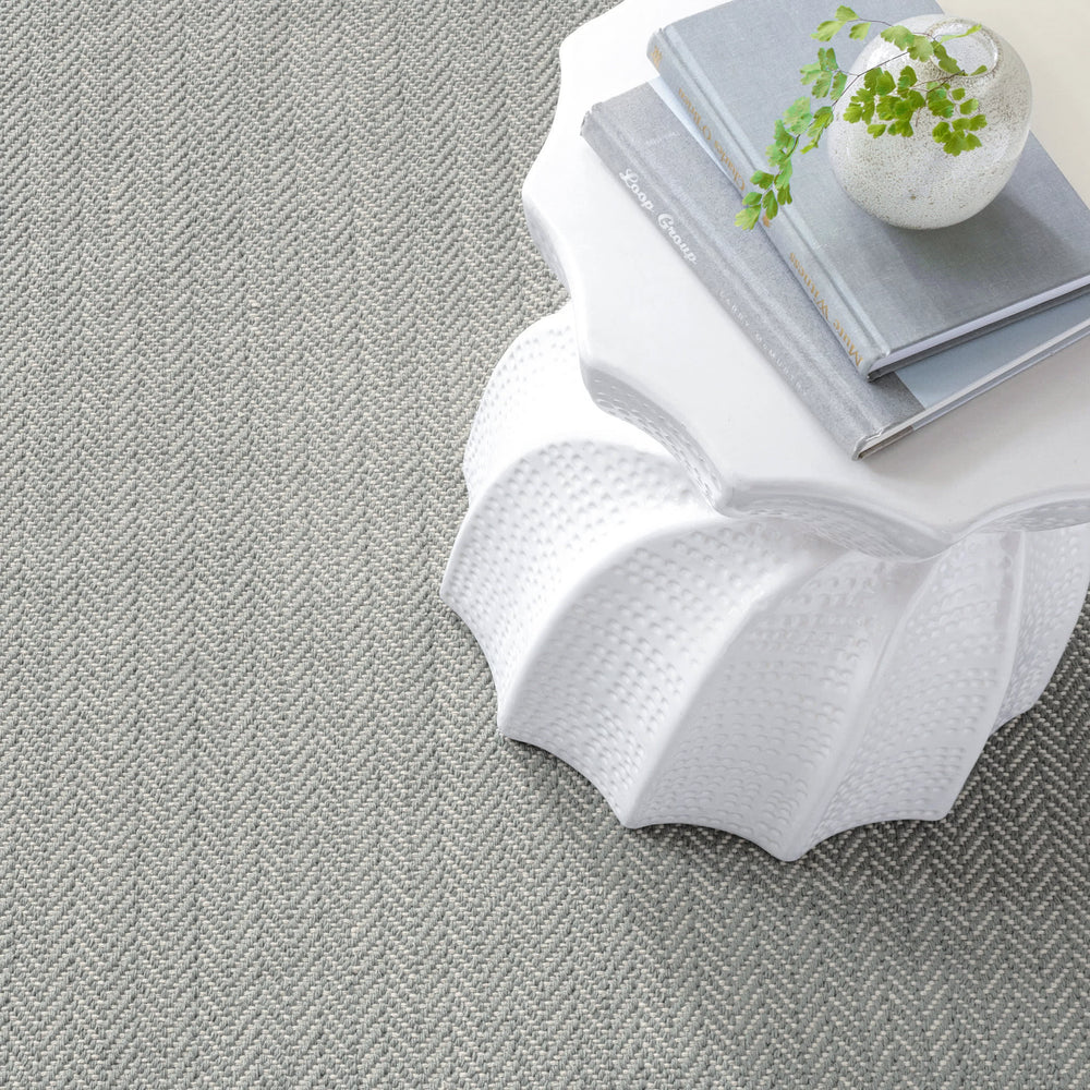 Herringbone Handwoven Cotton Rug | Swedish Blue