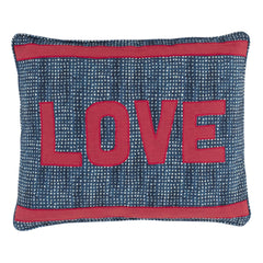 Love Resist Applique Indigo Decorative Pillow Cover