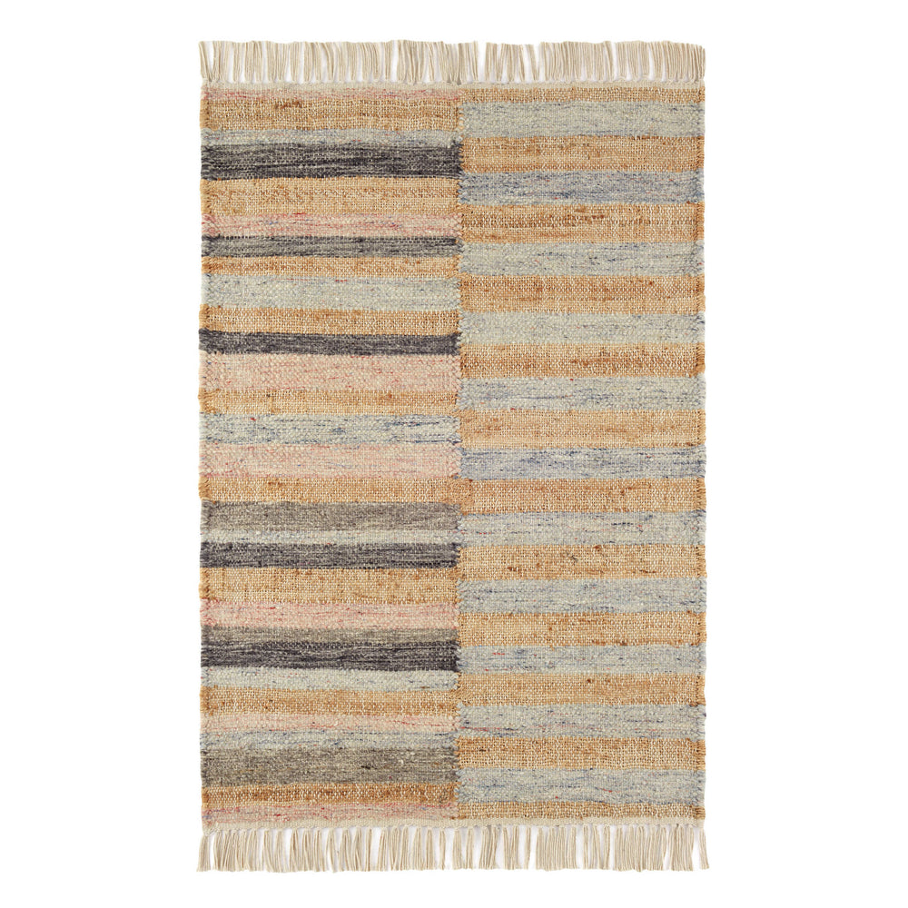 Ravel Stripe Handwoven Wool Rug | Blue