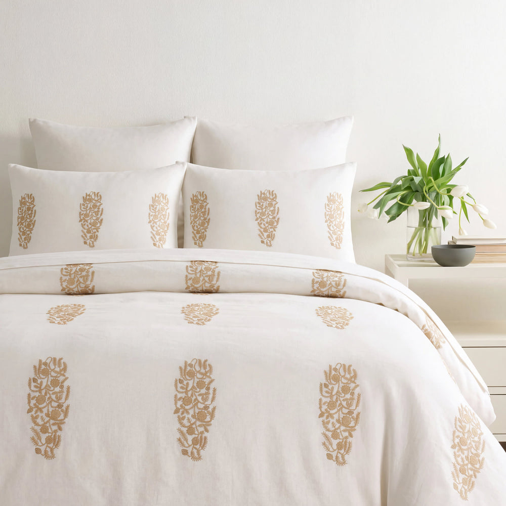 Becca Embroidered Duvet Cover | Gold
