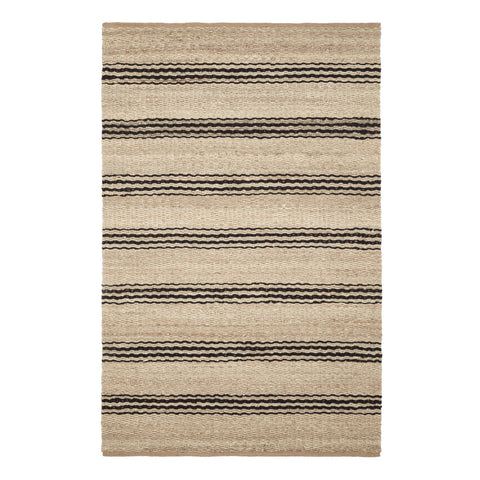 Jute Ticking Black Handwoven Jute Rug