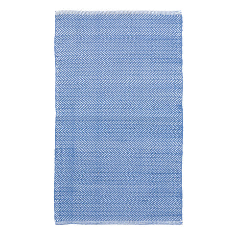 Herringbone French Blue/White Handwoven Indoor/Outdoor Rug