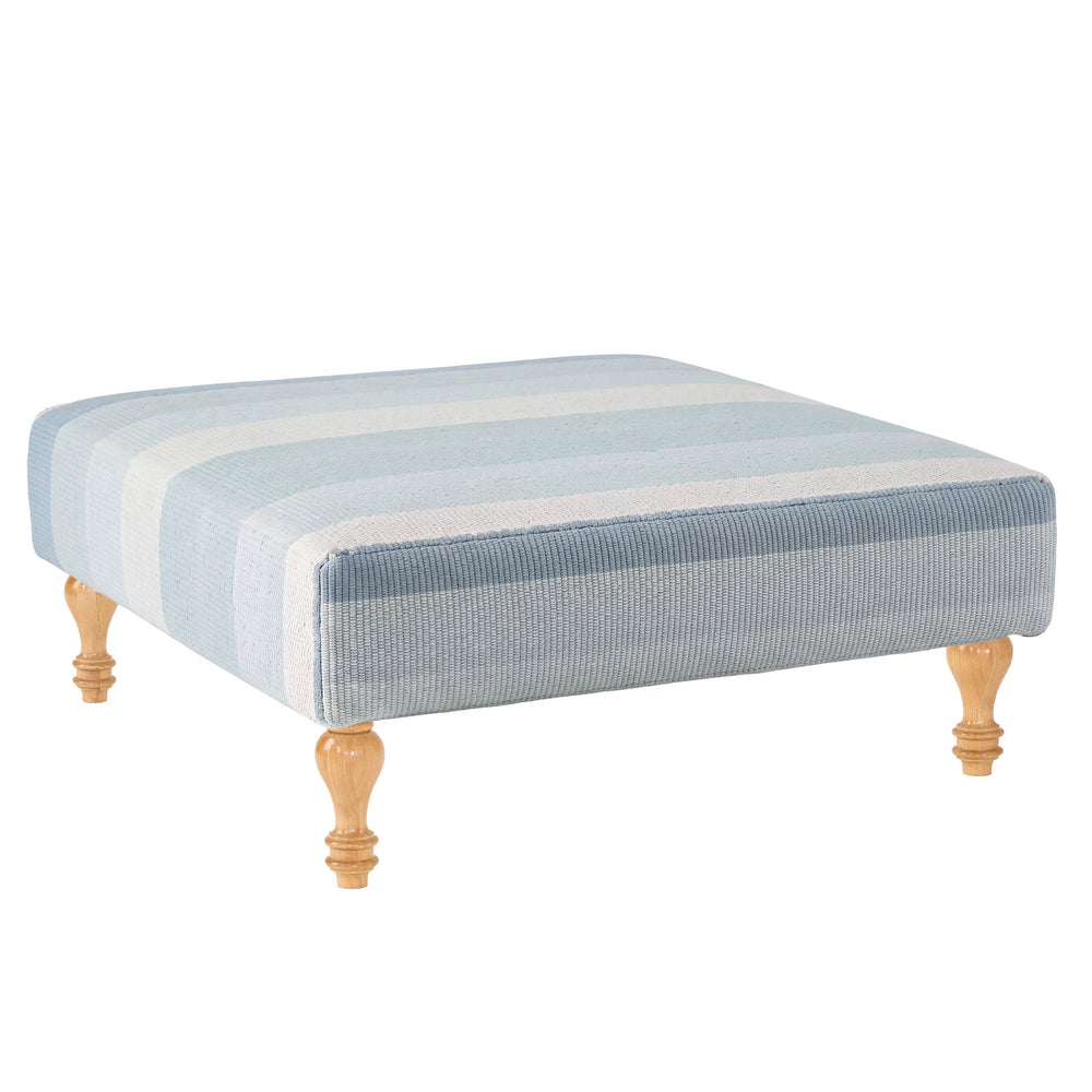 Shore Stripe Rug Ottoman | Sky