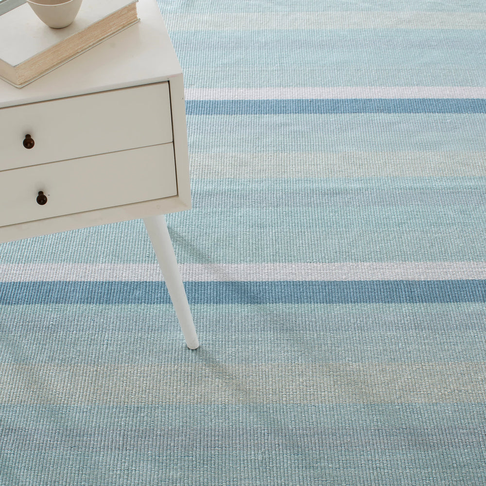 Shore Stripe Handwoven Cotton Rug | Sky Blue