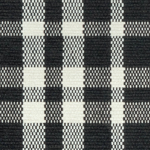 Houston Plaid Black Machine Washable Rug Swatch