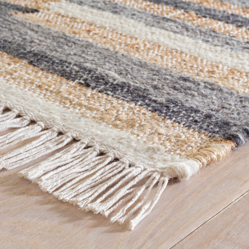Ravel Stripe Handwoven Wool Rug | Black