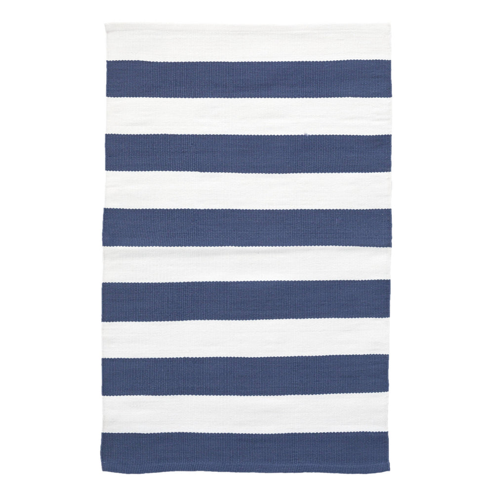 Catamaran Stripe Handwoven Indoor/Outdoor Rug | Denim/White