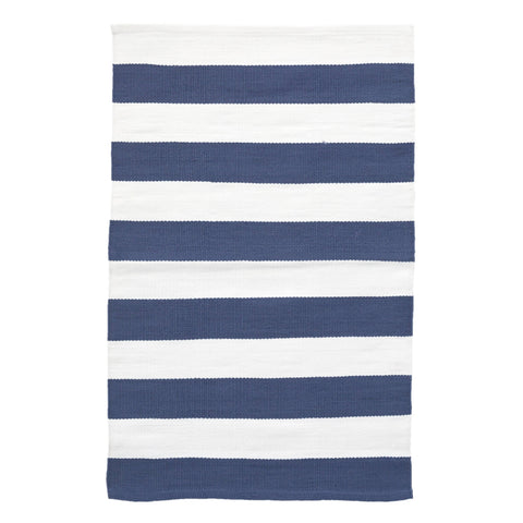 Catamaran Stripe Handwoven Indoor/Outdoor Rug | Denim/White