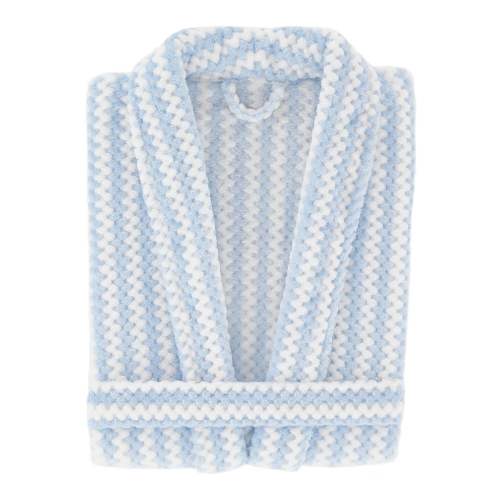 Bubble Stripe Fleece Robe | Soft Blue