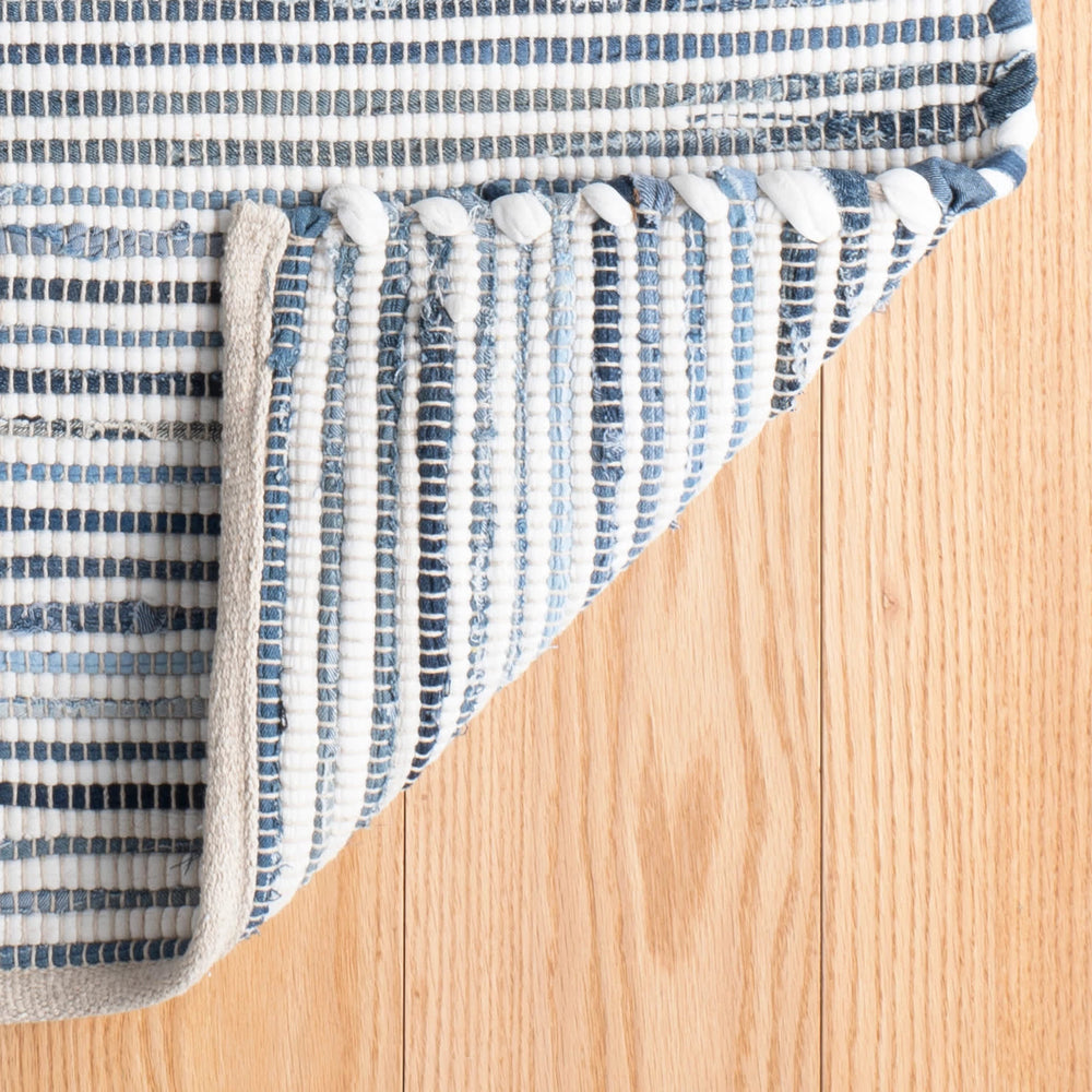 Denim Rag Ribbed Handwoven Cotton Rug | Blue