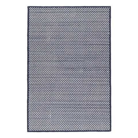 Herringbone Indigo/White Handwoven Indoor/Outdoor Custom Rug