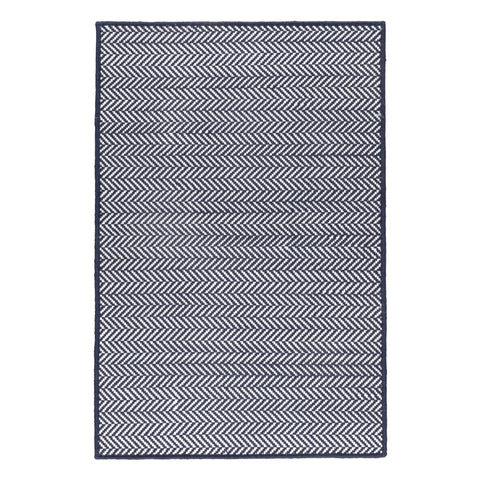 Herringbone Handwoven Indoor/Outdoor Custom Rug | Indigo/White