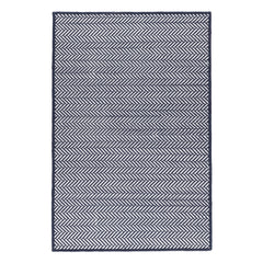 Herringbone Handwoven Indoor/Outdoor Custom Rug | Indigo/White