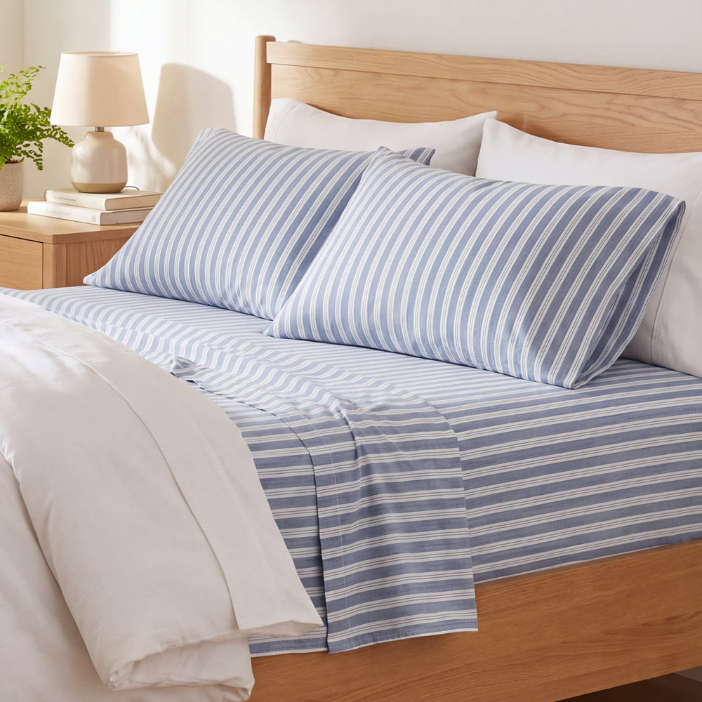 Simons Stripe Pillowcases | French Blue
