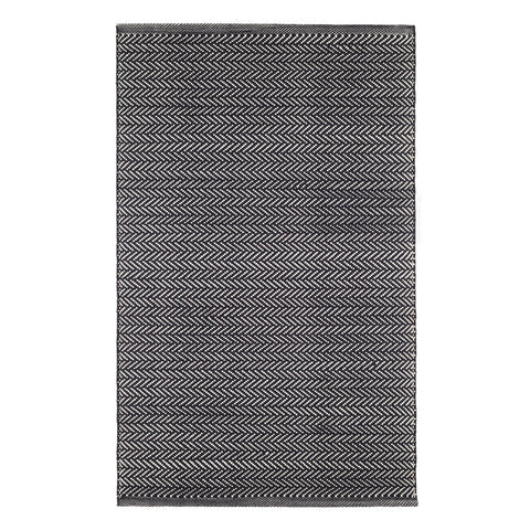 Herringbone Handwoven Indoor/Outdoor Rug | Black/Ivory