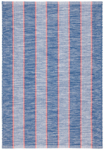 Hillsgrove Stripe Handwoven Cotton Rug | Denim
