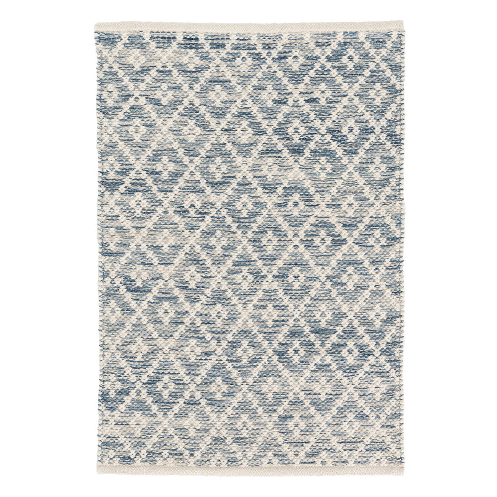 Melange Diamond Handwoven Cotton Rug | Blue