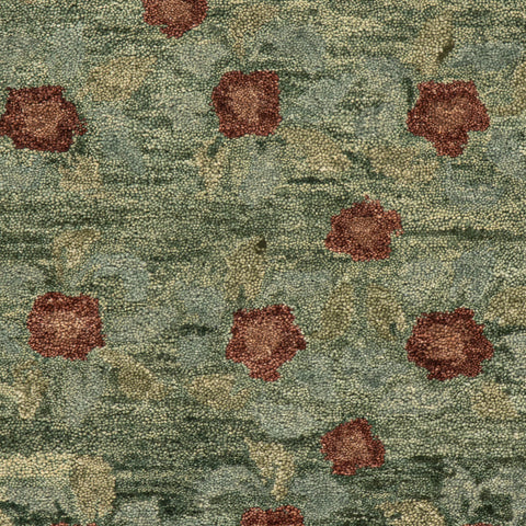 Genevive Modern Floral Wool Rug Swatch | Green