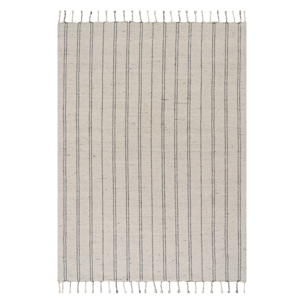 Arven Striped Handmade Cotton Rug | Grey