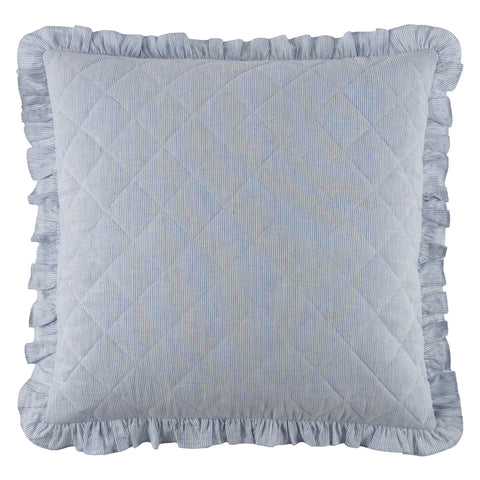 Parris Stripe Linen Quilted Sham | French Blue