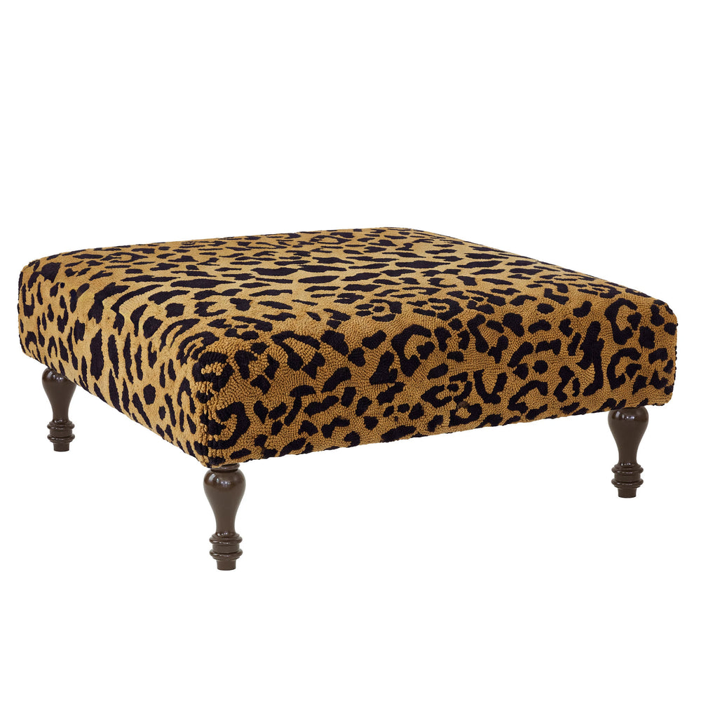Leopard Rug Ottoman | Brown