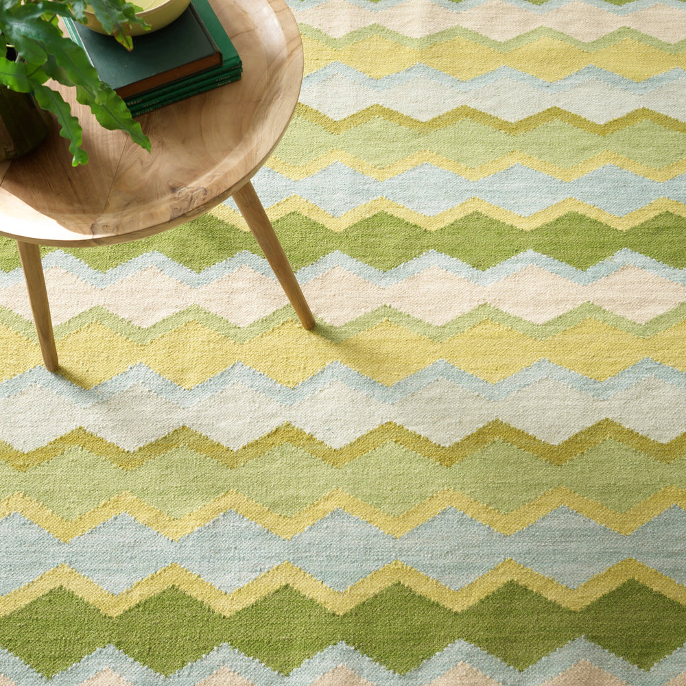 Safety Net Handwoven Wool Rug | Green