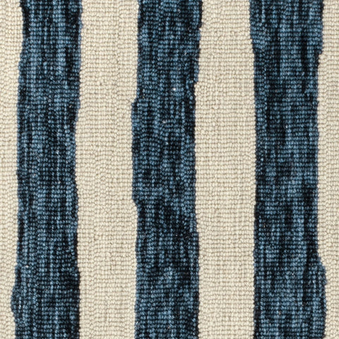 Silas Stripe Navy Hand Micro Hooked Wool Rug Swatch