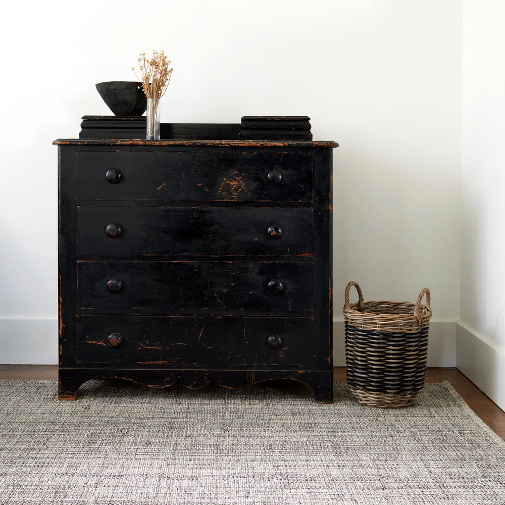 Marled Handwoven Cotton Rug | Black