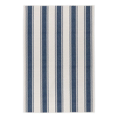 Blue Awning Stripe Machine Washable Rug